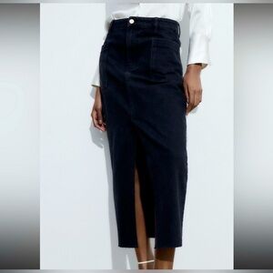 Zara Maxi Black Denim Skirt